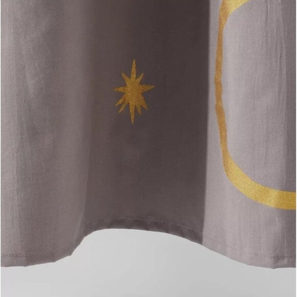 Room Essentials Gray & Gold Celestial Print 100% Poly Shower Curtain 72" x 72" - Picture 4 of 7